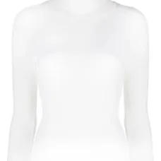 Трикотажный топ в рубчик с высоким воротником