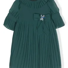 Плиссированное платье с бантом