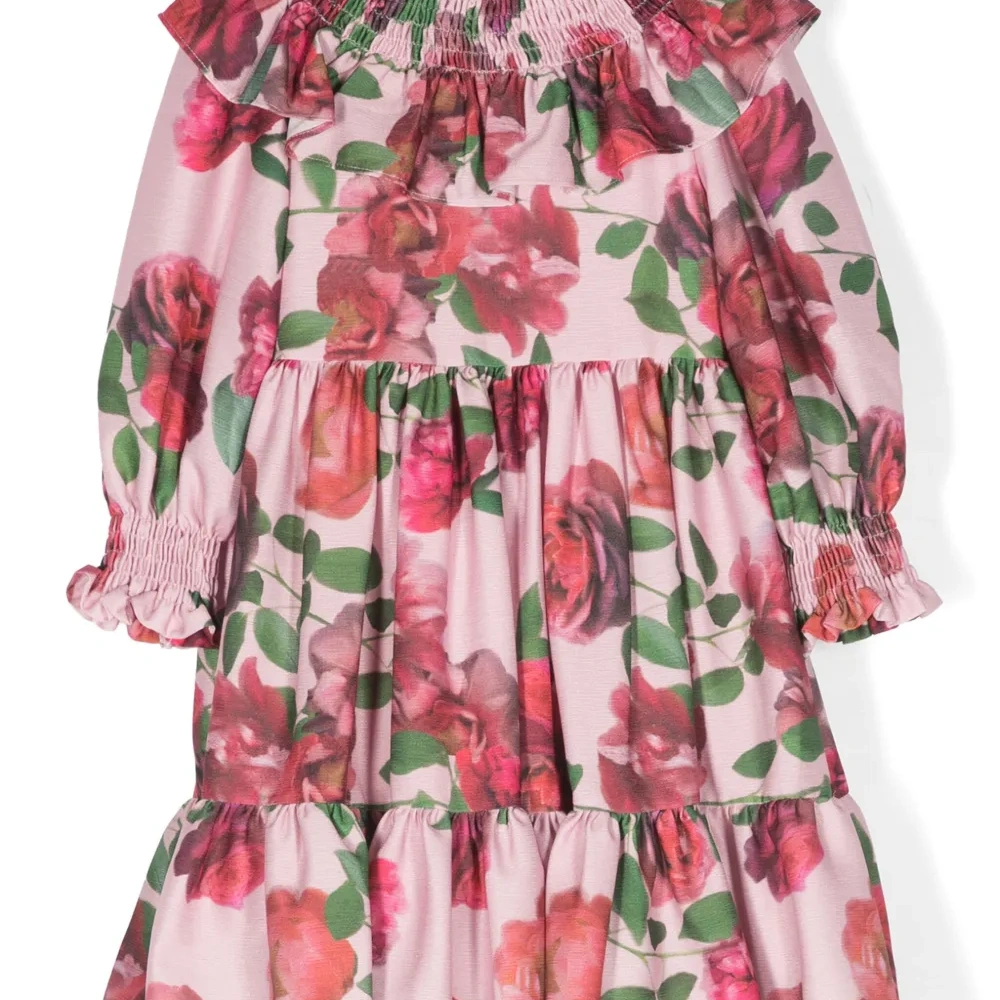 Платье с длинными рукавами и цветочным принтом