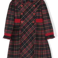 Двубортное платье в клетку тартан