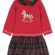 Многослойное платье вязки интарсия с узором Многослойное платье вязки интарсия с узором