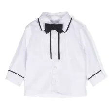 Двухцветная рубашка с бантом