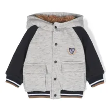 Бомбер с капюшоном и нашивкой-логотипом