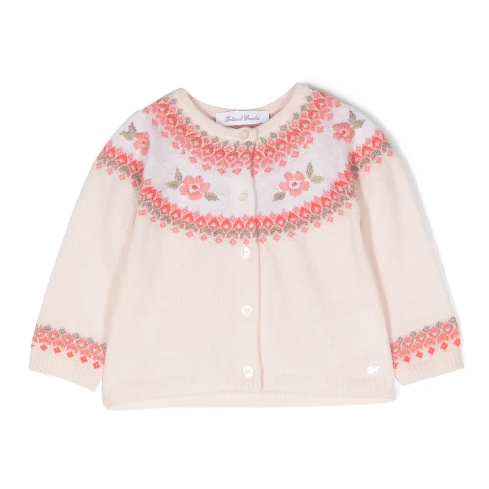 Кардиган с круглым вырезом и вышивкой