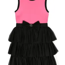 Платье миди с бантом и оборками