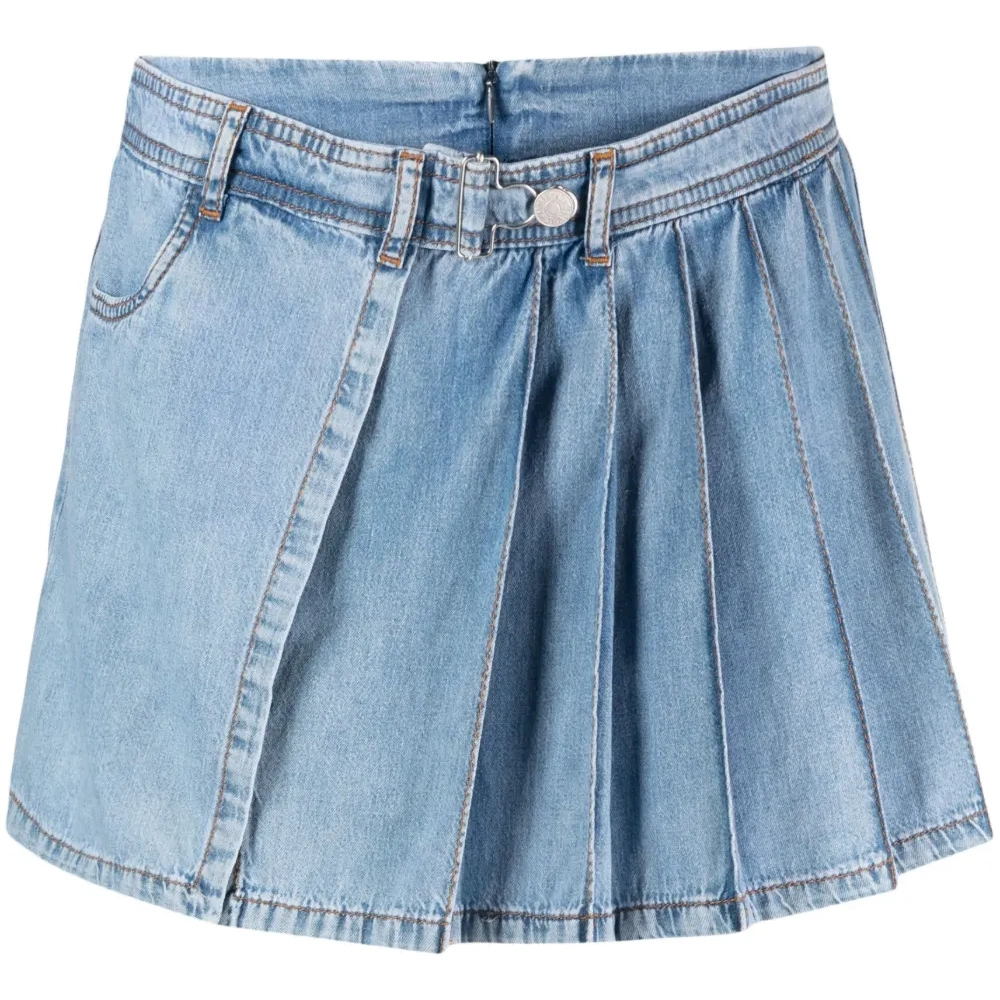 Джинсовые шорты-юбка с заниженной талией