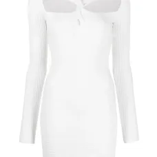 Платье мини в рубчик с вырезами