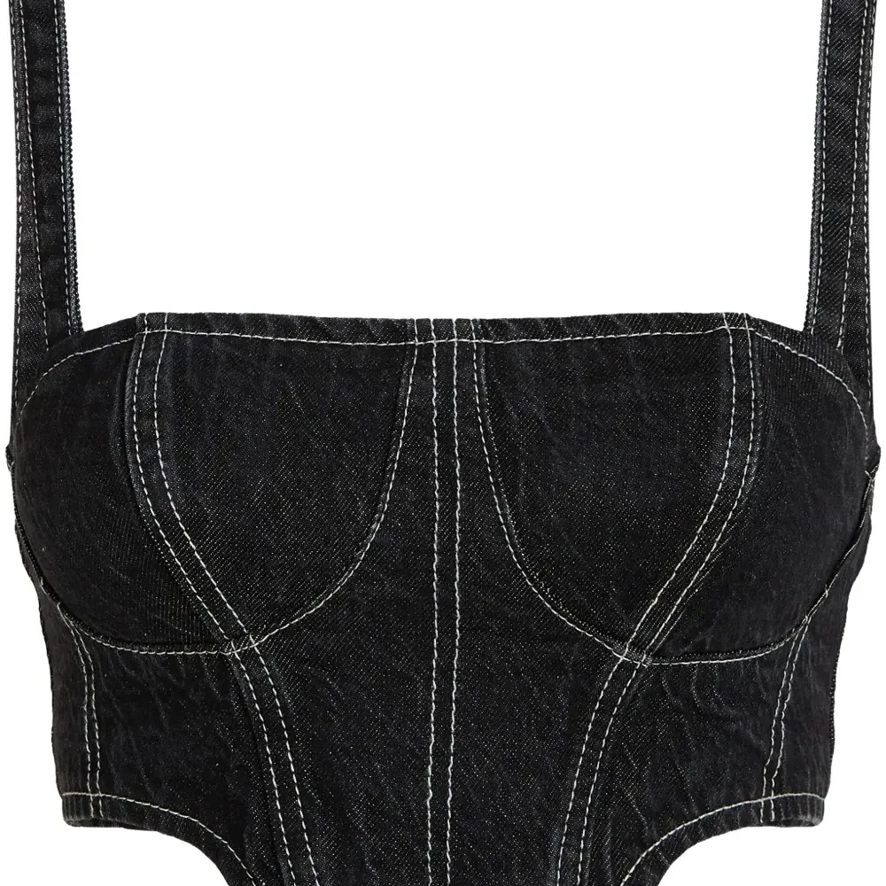 Укороченный джинсовый топ без рукавов