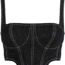 Укороченный джинсовый топ без рукавов Укороченный джинсовый топ без рукавов