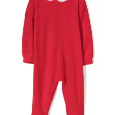 Бархатный ромпер с вышитым логотипом