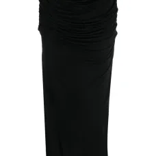 Прямая юбка миди с драпировкой