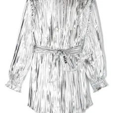 Платье мини асимметричного кроя с эффектом металлик