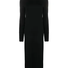 платье макси с высоким воротником