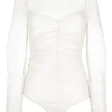 Полупрозрачное боди с длинными рукавами