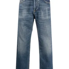 Джинсы прямого кроя с эффектом потертости