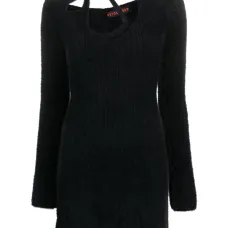 Короткое платье асимметричного кроя с вырезом