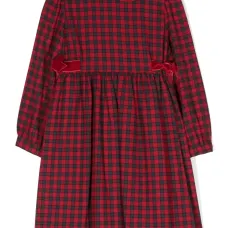 Клетчатое платье с бантом