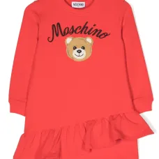 Платье с оборками и вышитым логотипом