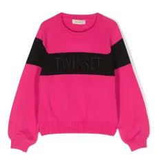 джемпер с отделкой в полоску и логотипом джемпер с отделкой в полоску и логотипом