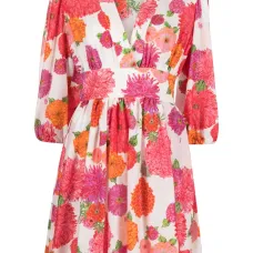 Платье с V-образным вырезом и цветочным принтом Платье с V-образным вырезом и цветочным принтом