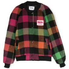 клетчатый бомбер на кнопках