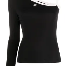 Топ на одно плечо с вышитым логотипом