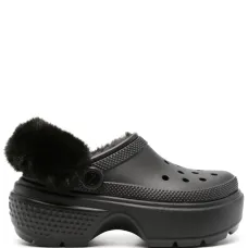 Кроксы на платформе со вставкой из искусственного меха Кроксы на платформе со вставкой из искусственного меха