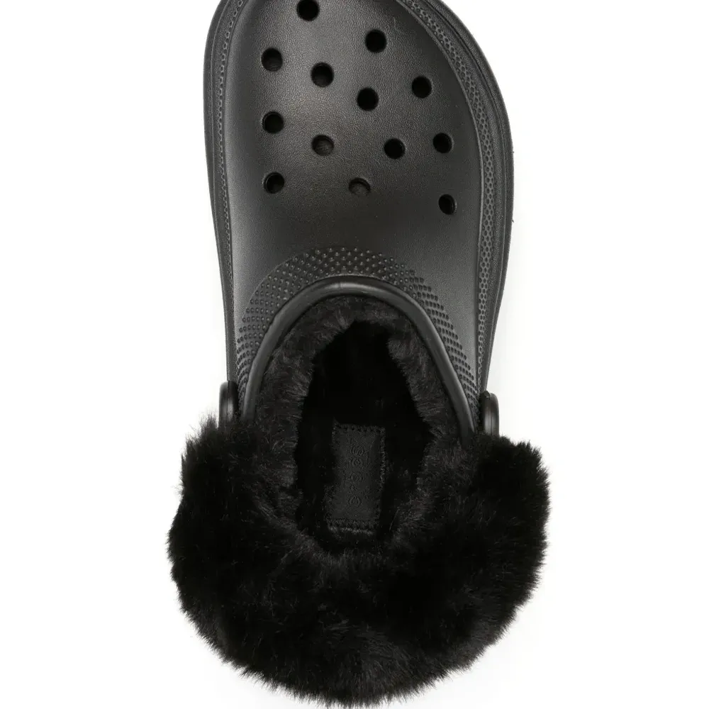 Кроксы на платформе со вставкой из искусственного меха