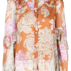 Блузка с оборками и цветочным принтом