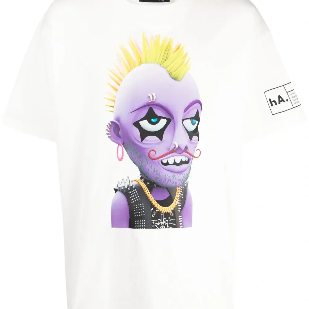 Moe-print cotton T-shirt