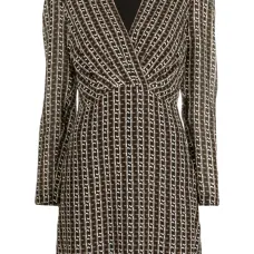 Шелковое платье мини с запахом и принтом