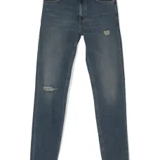 Джинсы прямого кроя с прорезями