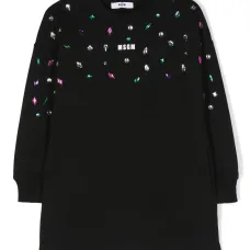 Платье-толстовка с кристаллами