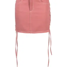 Джинсовая мини-юбка со шнуровкой