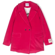 Двубортное пальто с графичным принтом