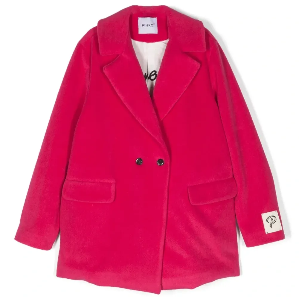 Двубортное пальто с графичным принтом