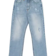 Прямые джинсы с эффектом потертости Прямые джинсы с эффектом потертости