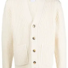 Кардиган в рубчик с V-образным вырезом