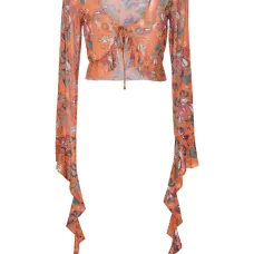 Сетчатая блузка с графичным принтом Сетчатая блузка с графичным принтом