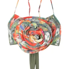 Укороченный топ с цветочной аппликацией