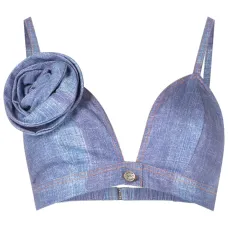 Укороченный топ с цветочной аппликацией