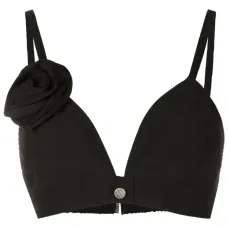 Укороченный топ с цветочной аппликацией