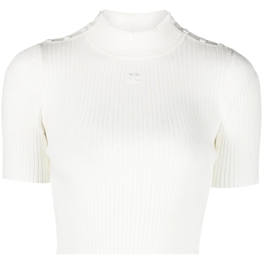 Укороченный топ в рубчик с вышитым логотипом Укороченный топ в рубчик с вышитым логотипом