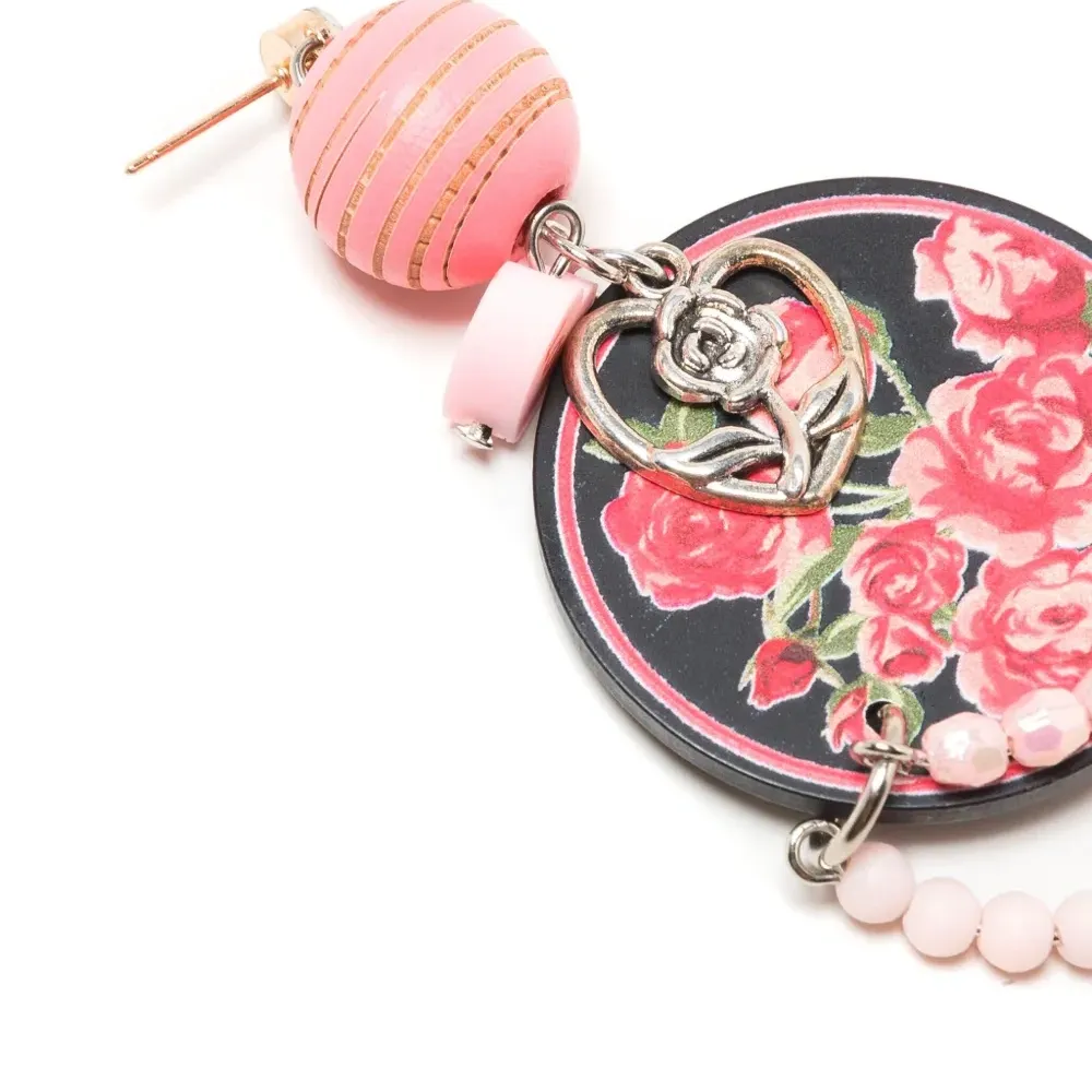 Серьги с искусственным жемчугом и цветочным принтом