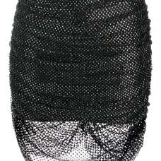 Сетчатая юбка мини со стразами