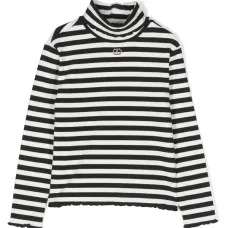 Полосатый топ с высоким воротником