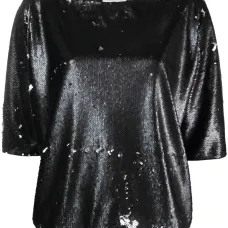 Топ с короткими рукавами и пайетками