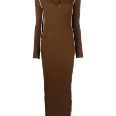 Платье миди в рубчик с вырезами