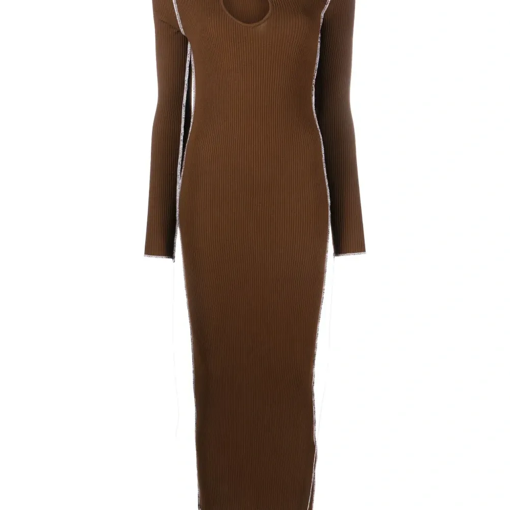 Платье миди в рубчик с вырезами