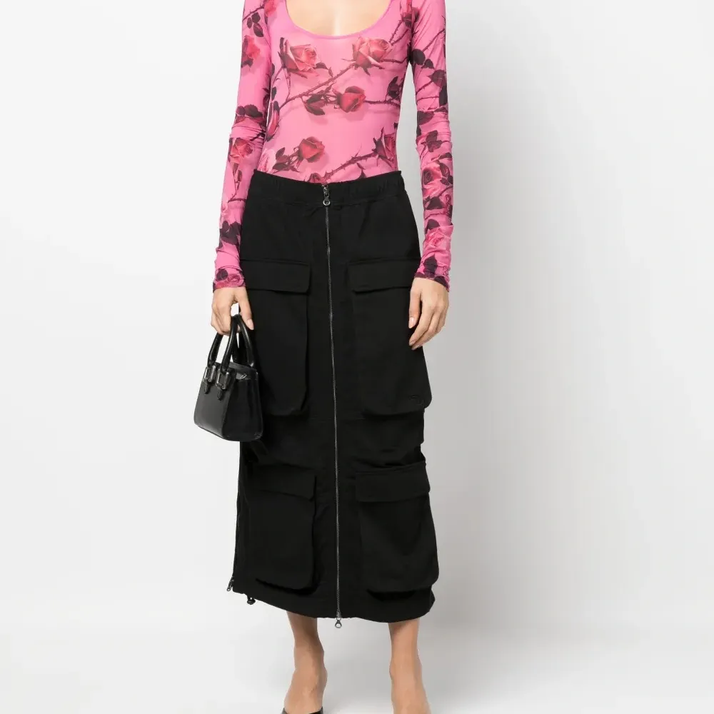 Боди с длинными рукавами и цветочным принтом